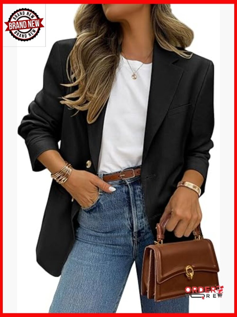 Long Sleeve Open Front Notch Lapel Blazer with Pockets